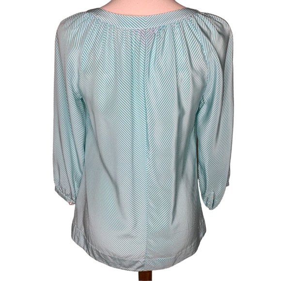 Lilly Pulitzer Silk Striped Moxy Top Blouse Size Small Blue White Style 48607 - Picture 5 of 10